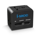 i-mee Universal All in One Power International Travel Adaptor USA/UK/EU/AUS Worldwide Wall Adapter Plug, 2 USB Charging Port for Apple, iPhone, iPad, Samsung, Huawei, Android Phones, Tablets and More