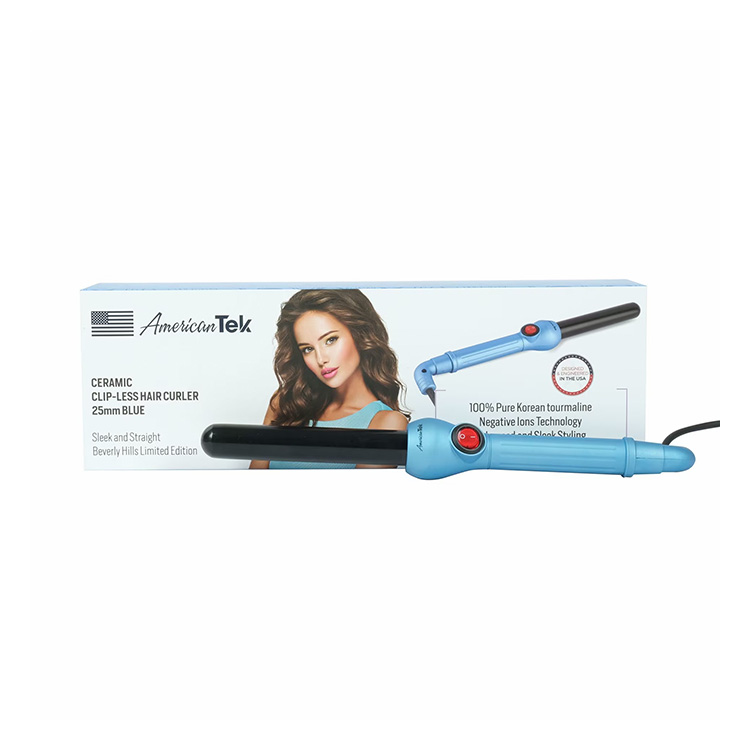 AmericanTEk, Ceramic Clip-Less Hair Curler 25 mm Blue