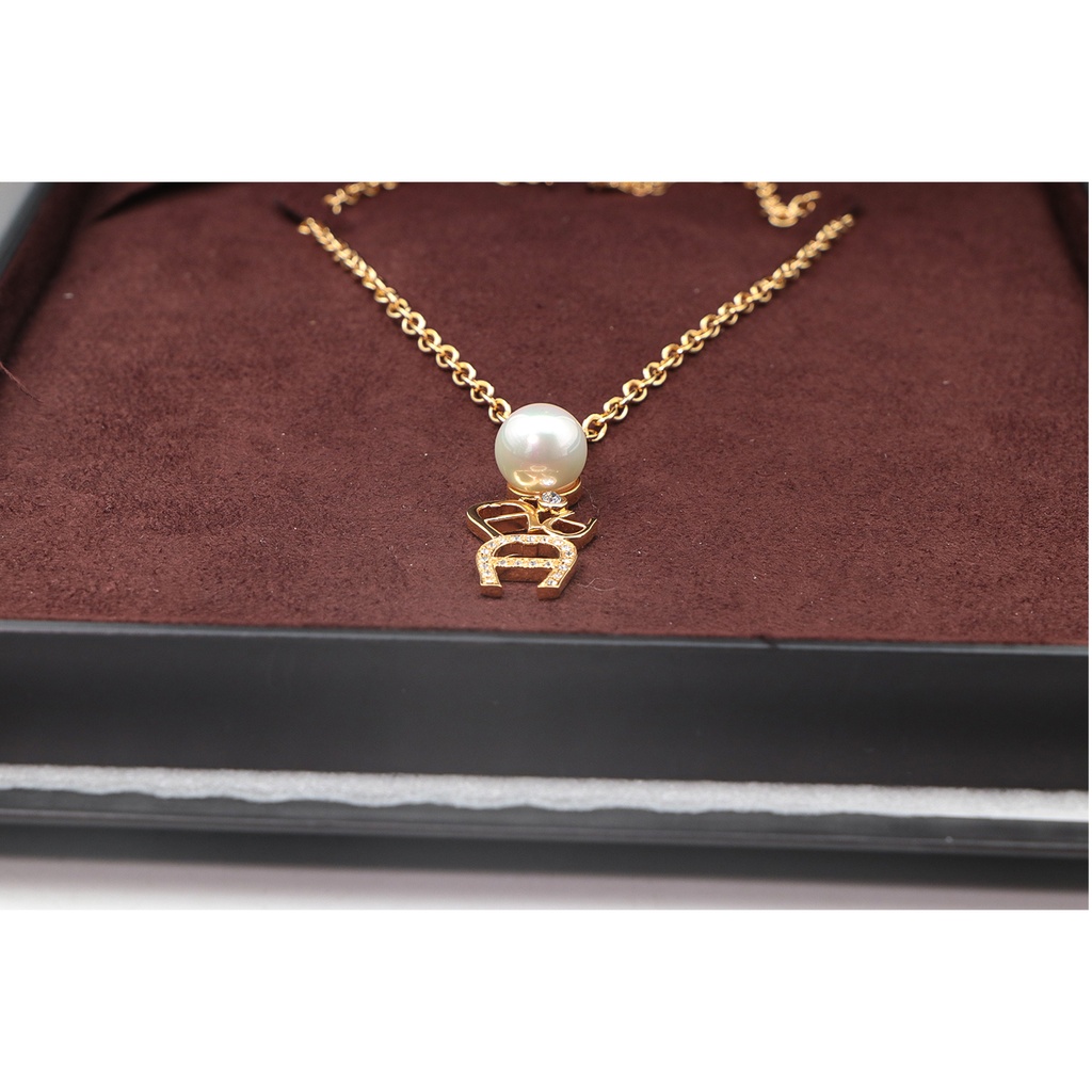 Airgner Crystal Faux Pearl Gold TOne LongPendant Necklace