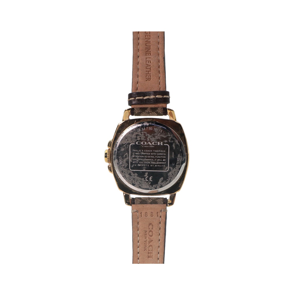 Coach Silver Dial Brown Leather Band Diamond Watch CA.64.7.95.1616S