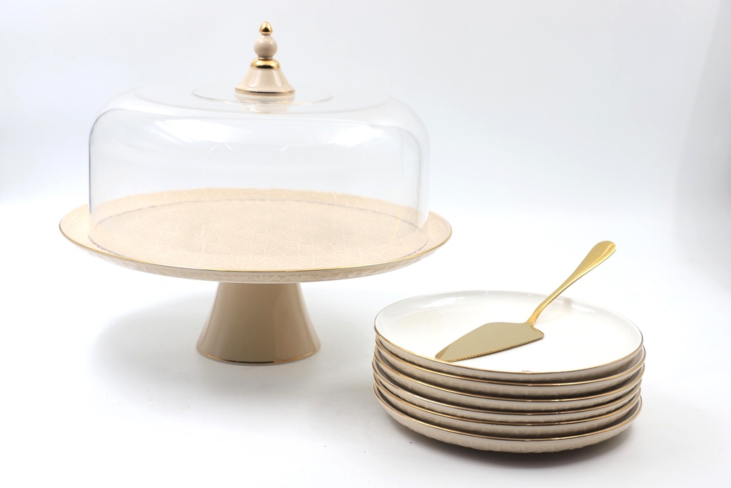 Otantik Rosette 8-Piece Porcelain Cake Serving Set