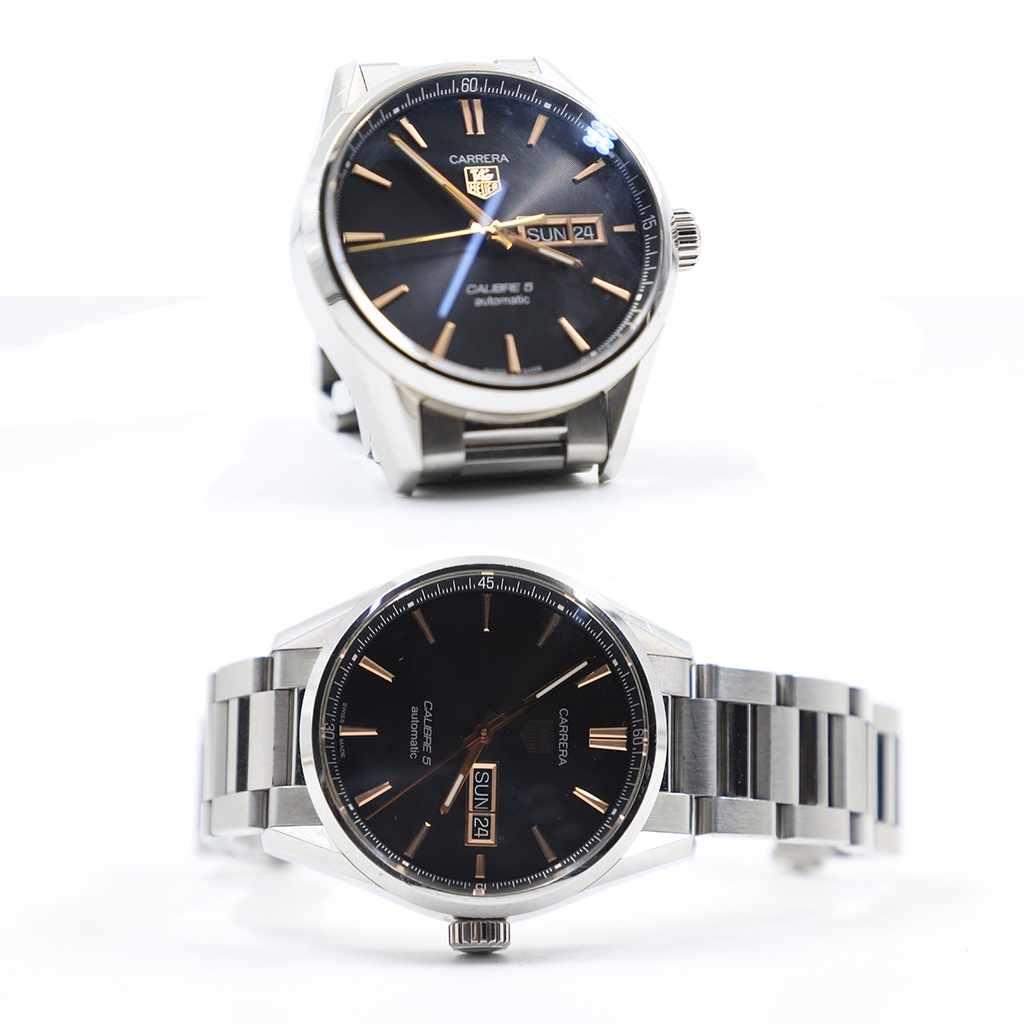 Carrera Day-Date Calibre 5 Automatic Swiss Made, WAR201C-1, 100 Meter, Strap Size ** Small ~ Mid