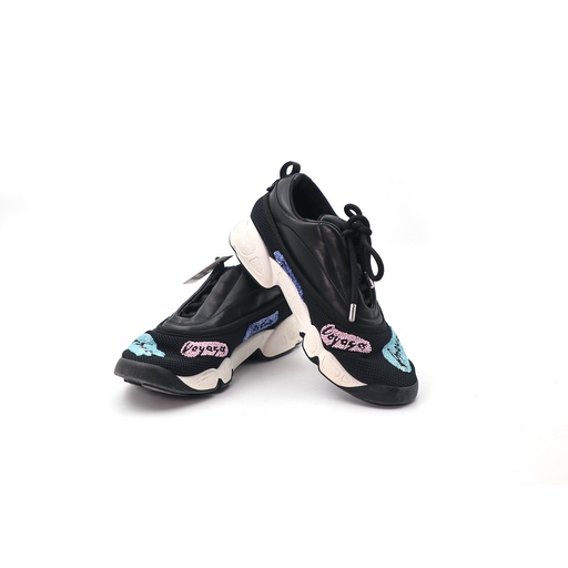 Dior  Black Leather And Mesh Fusion Lace Up Sneaker Size: 37