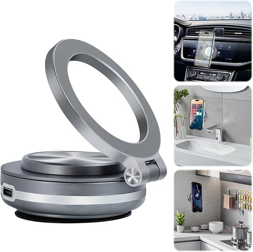 MagSafe Electric Vacuum Magnetic Car Phone Mount Type -C (Silver)