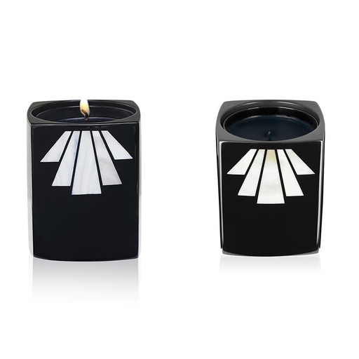 The Candle Holder By Kilian, In Black Lacquered Wood inlaid With Mother -of-pearl